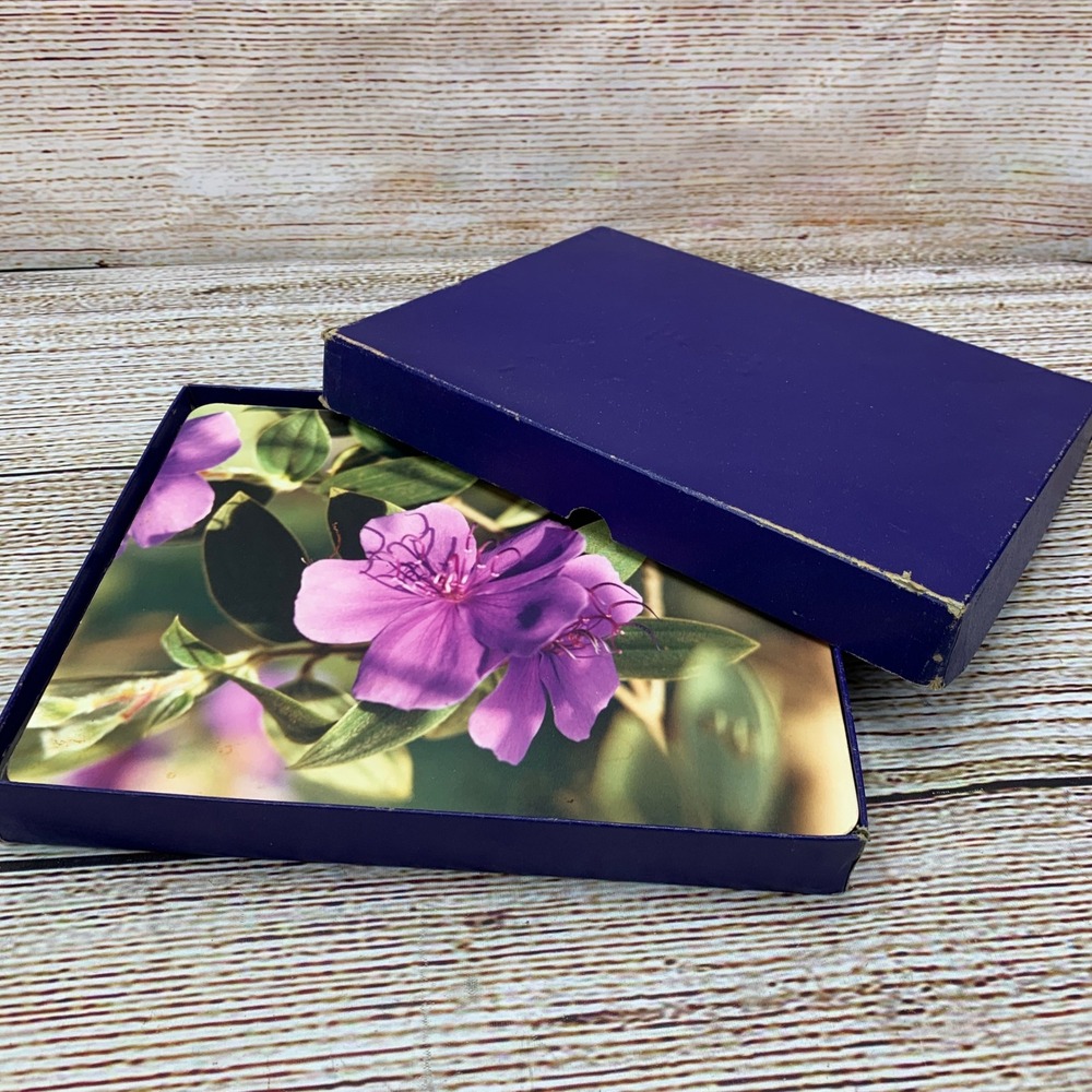 Vintage Floral Placemats Set‎ of 6 with Original Box Flower Theme Table Decor